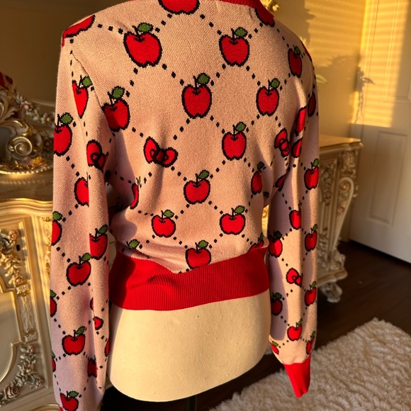 HELLO KITTY X SMAK PARLOUR PINK & RED APPLE CARDIGAN size small - Picture 9 of 13